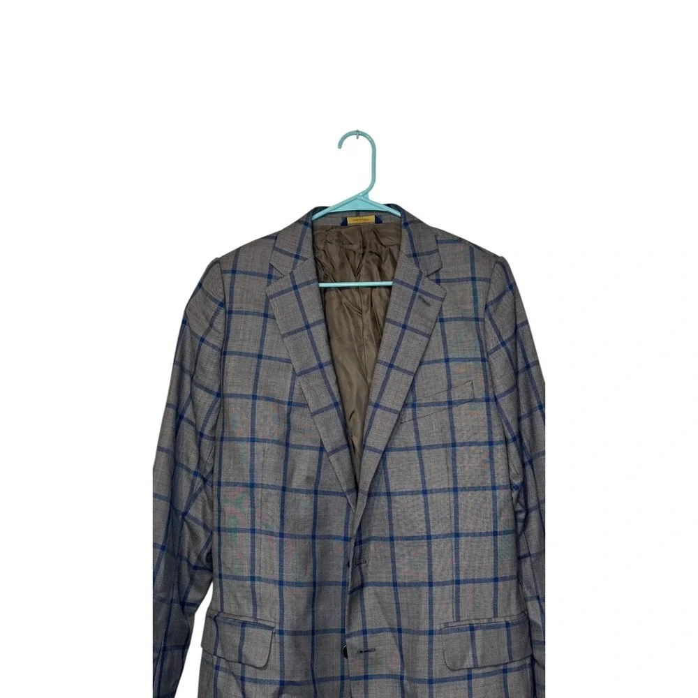Brooks Brothers Mens Coat Plaid Double Vent 2-Button Lined Windowpane Blazer 36R